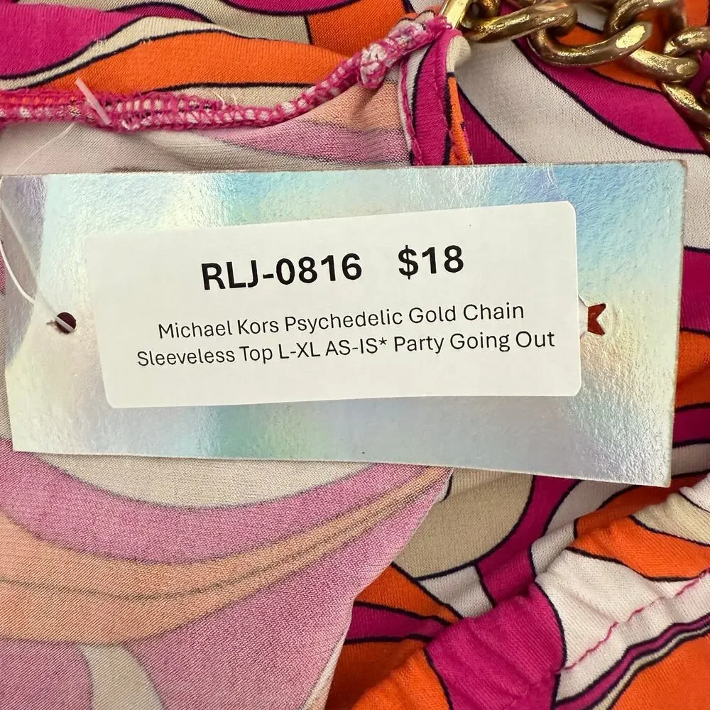 Michael Kors Psychedelic Gold Chain Sleeveless Top L-XL AS-IS* Party Going Out